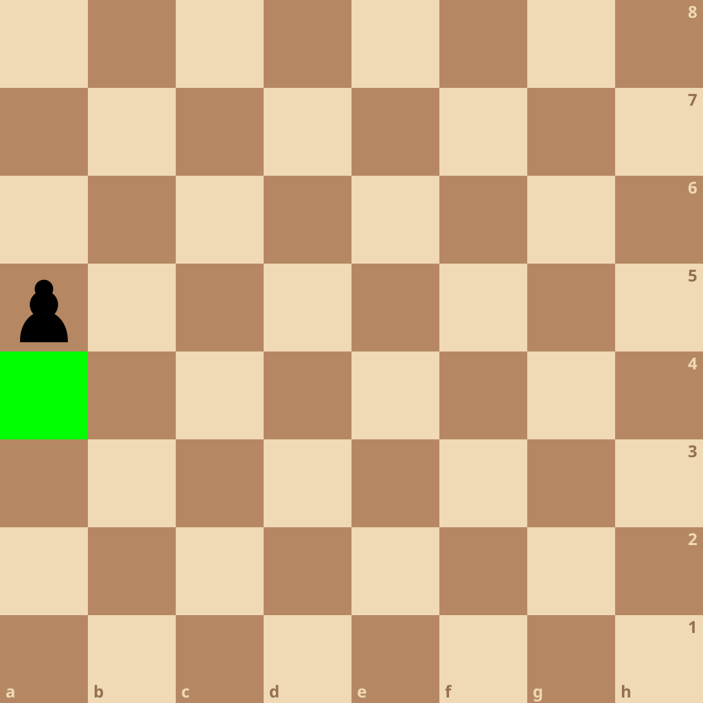 A black pawn on A5 square (board edge) - computed moves